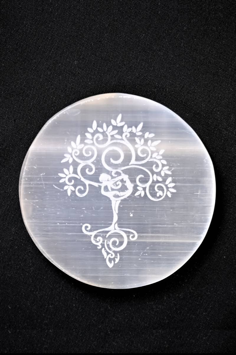 Tree of Life - Selenite Coaster/Charging Plate