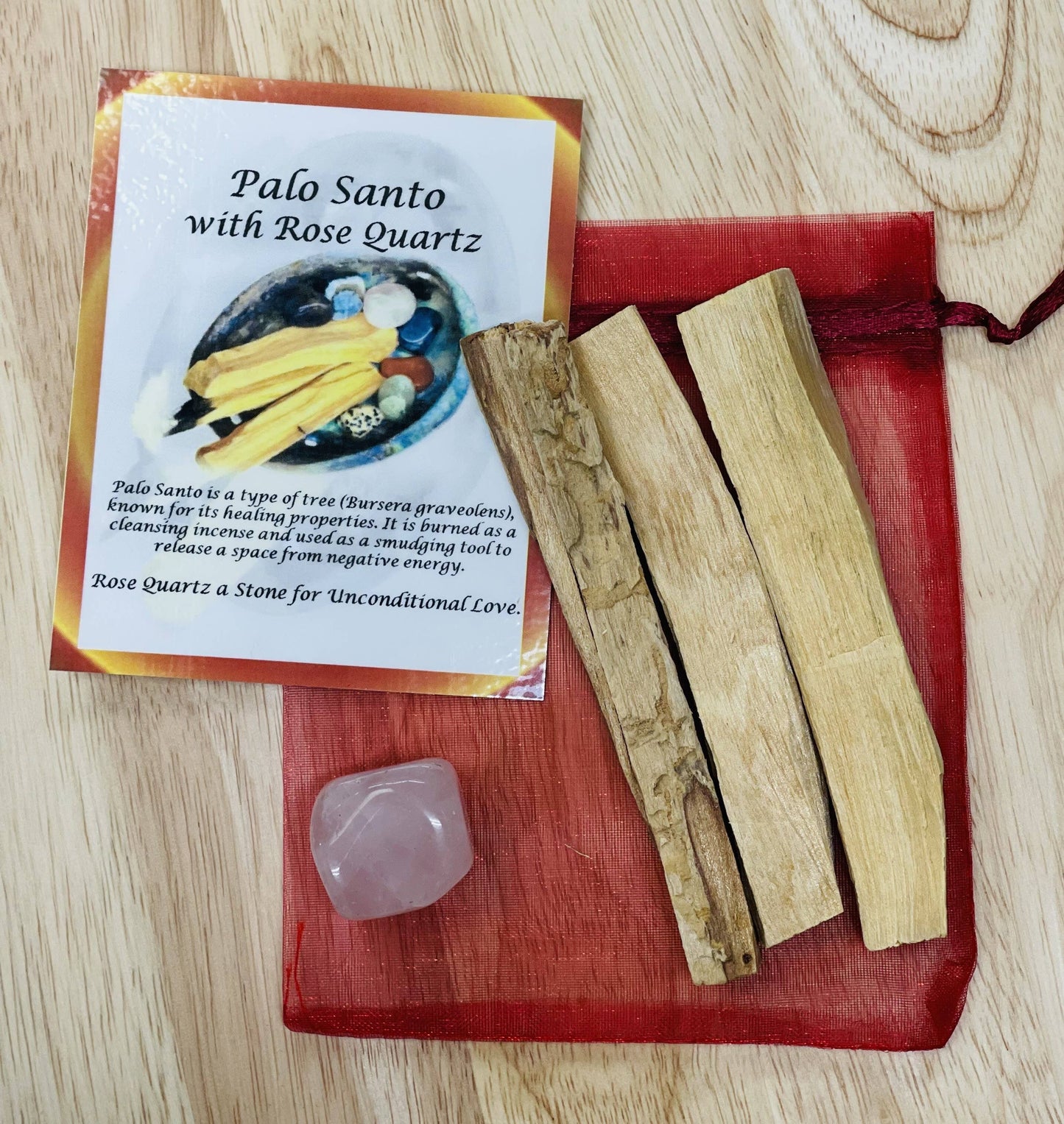 Palo Santo With Rose Quartz