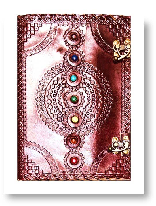 Leather Journal 7 Chakra Stone