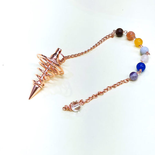 Copper Spiral Chakra Chain Pendulum
