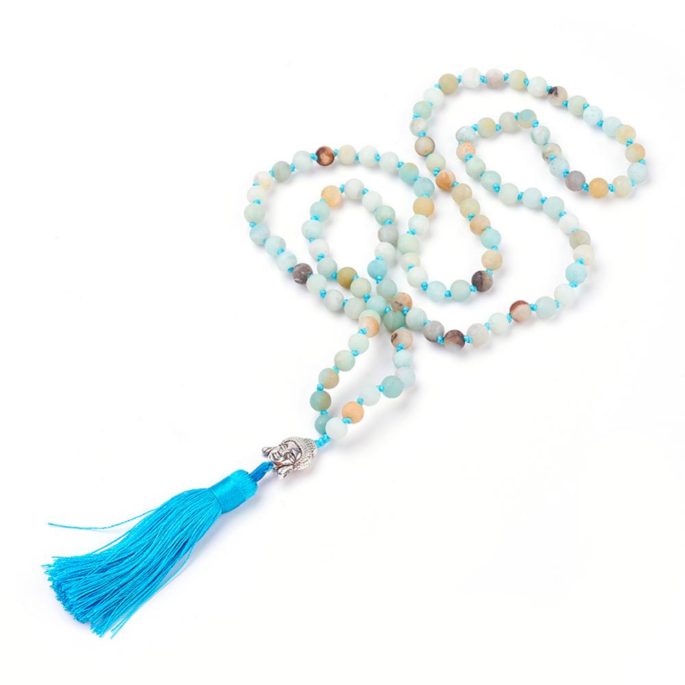 Amazonite Japa Mala with Buddha Head and Tassel