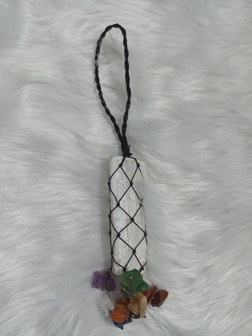 Selenite Black Thread Chakra Sun Catcher