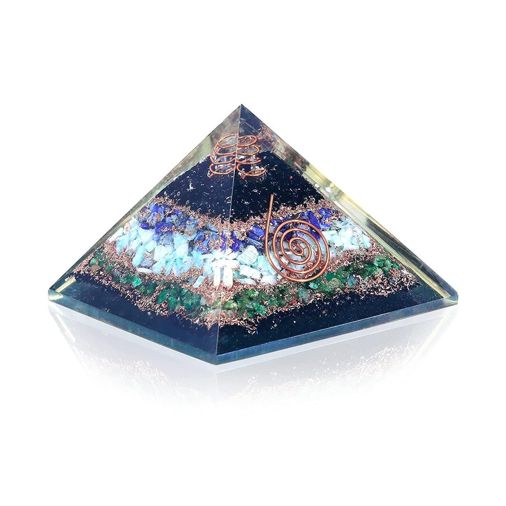Black Tourmaline Lapis Amazonite Green Jade Orgonite Pyramid