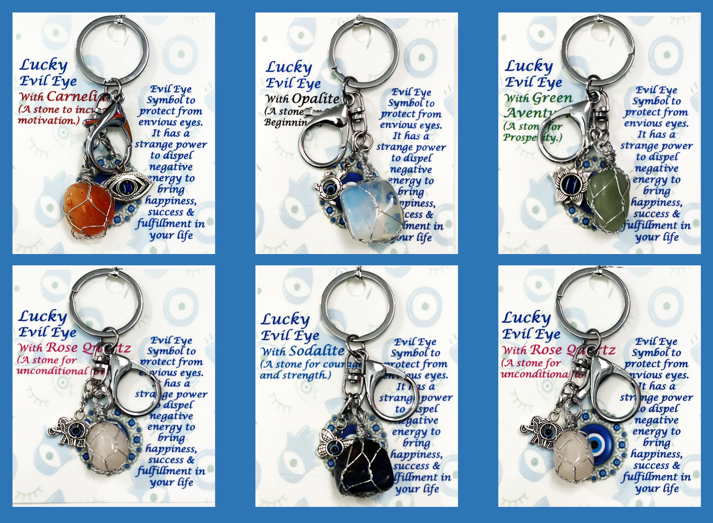 Gemstone Evil Eye Keychain