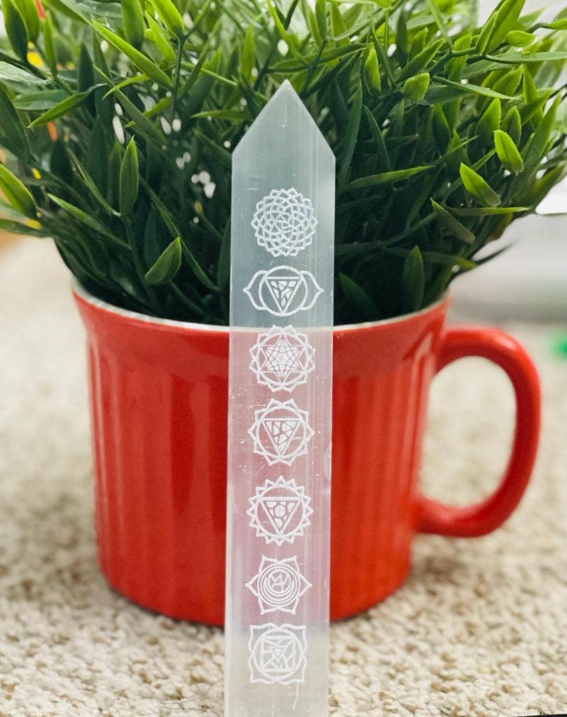 Selenite Chakra Wand Pointed
