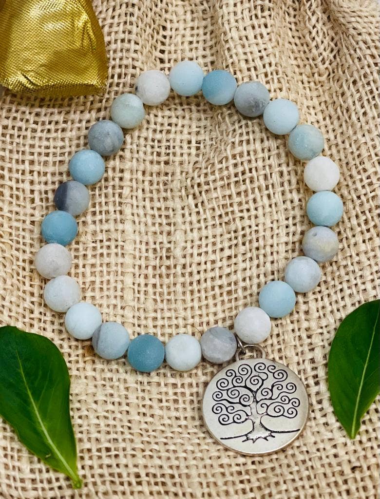Tree of Life Natural Gemstone Stretch Bracelet (Matte)