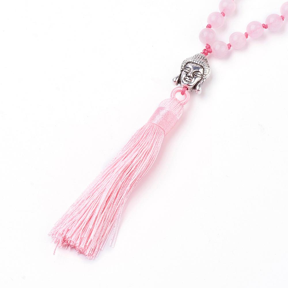 Rose Quartz Japa Mala with Buddha Head and Tassel