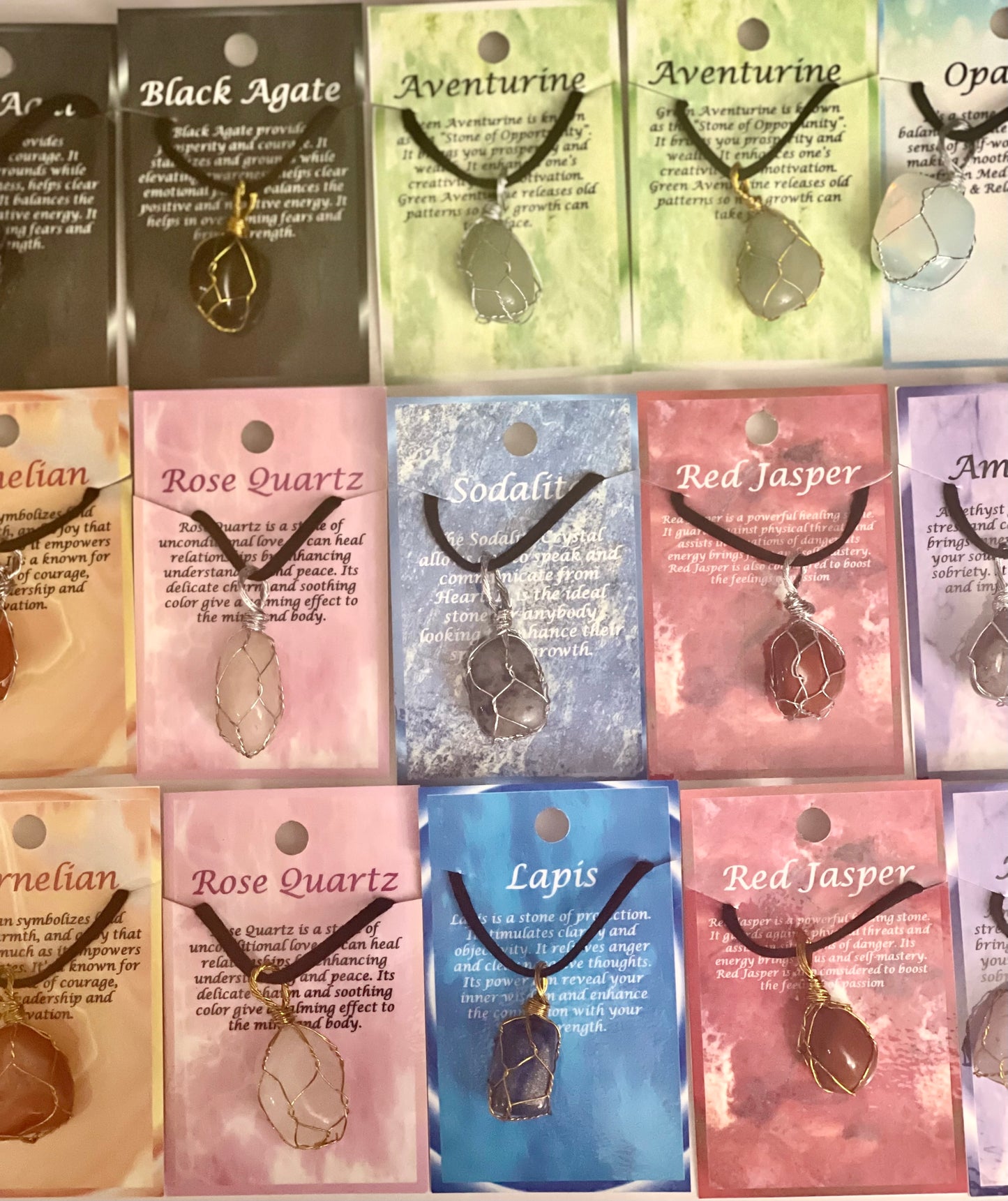 Natural Gemstone Wire Wrapped Necklace