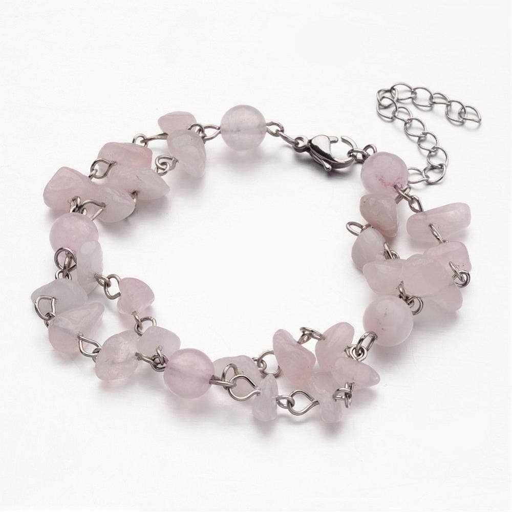 Gemstone Chip Bead Bracelet with Lobster Claw/Free Display