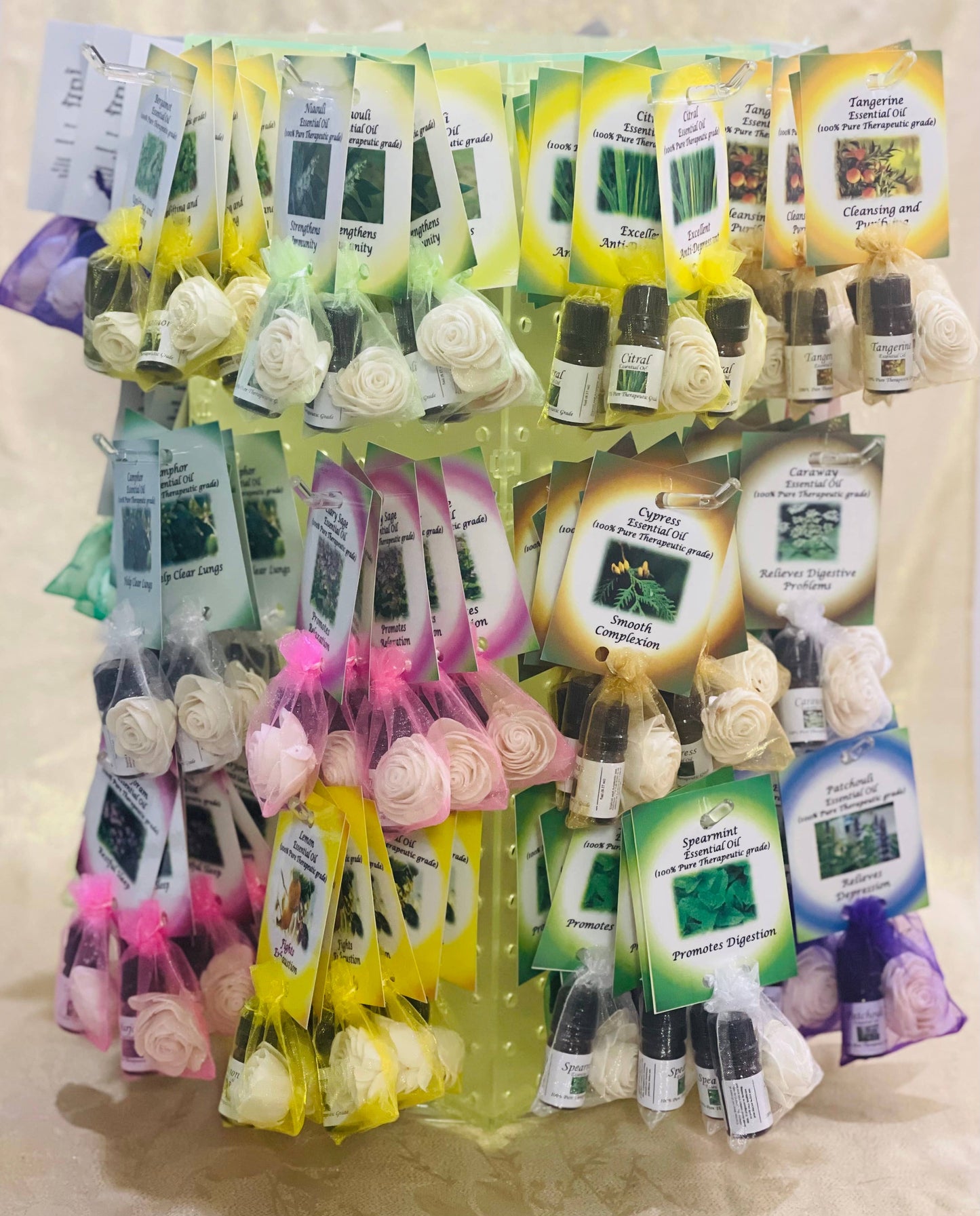 144 Essential Oil with Diffuser Flower & FREE DISPLAY