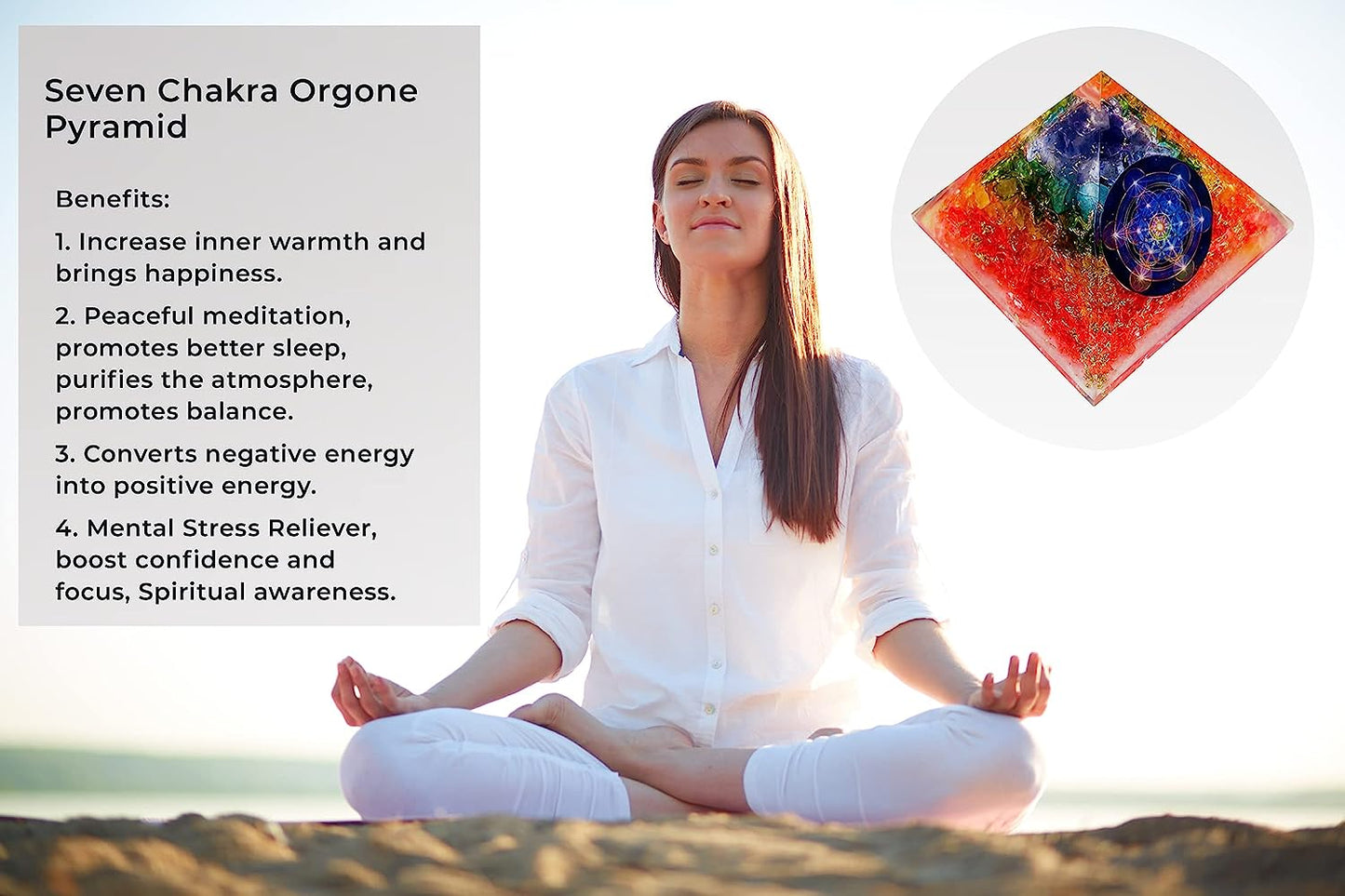 Orgonite Pyramid 7 Chakra Bright