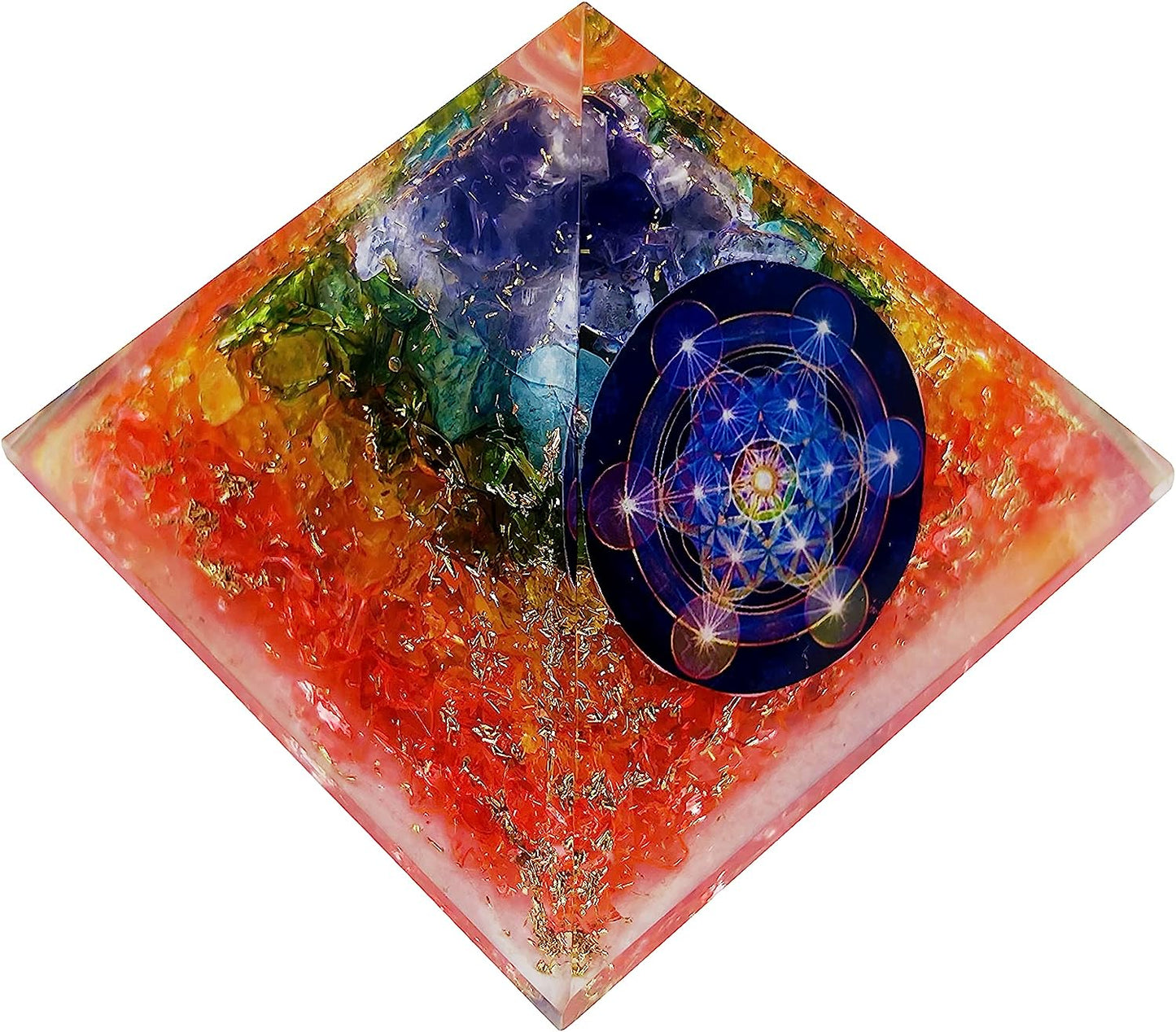 Orgonite Pyramid 7 Chakra Bright