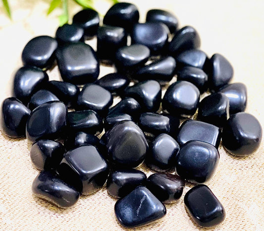 Natural Black Obsidian Tumbled Stone - 1Lb