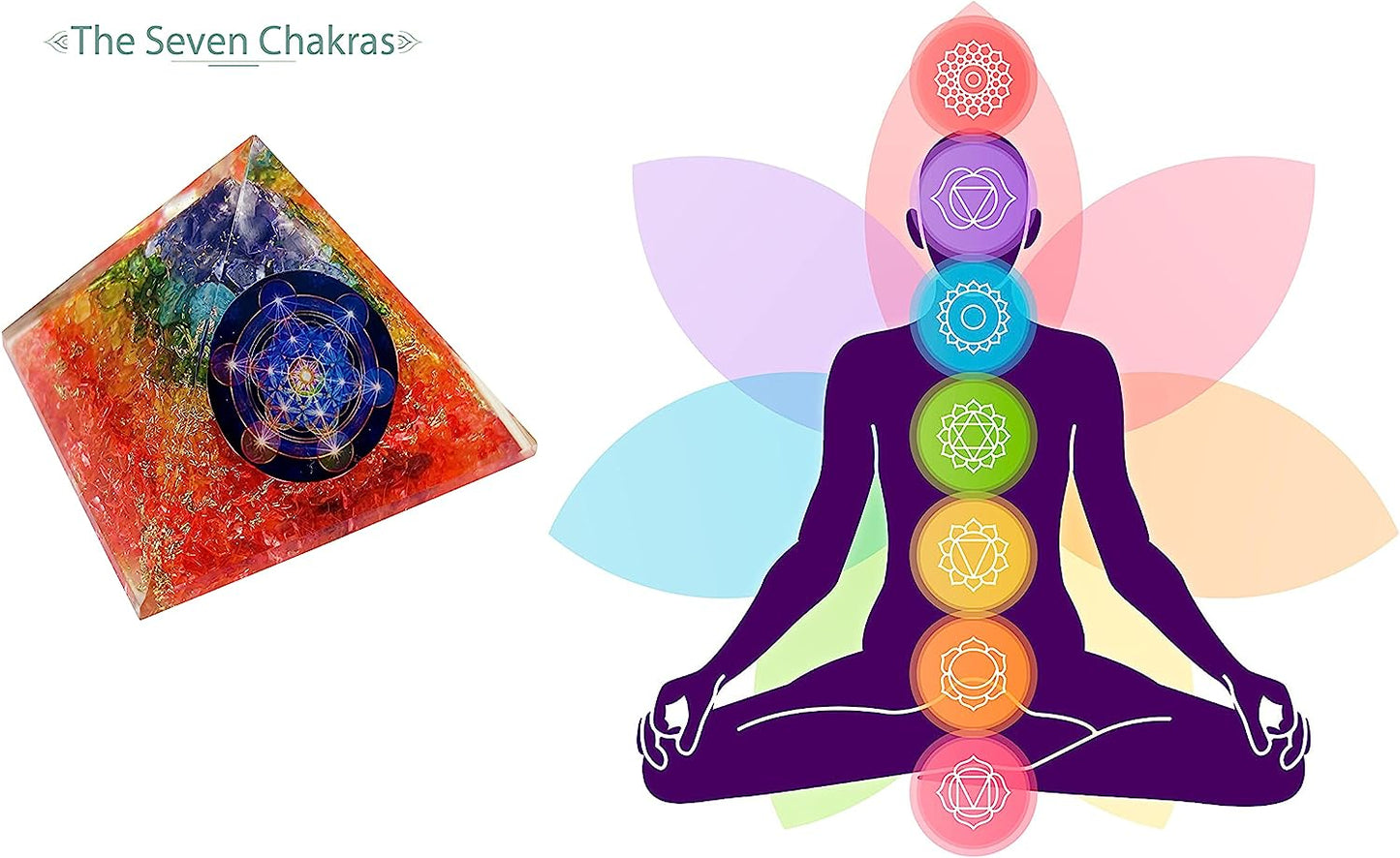 Orgonite Pyramid 7 Chakra Bright