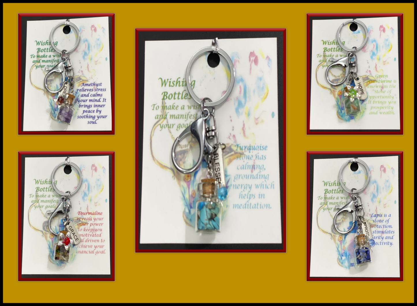 Wishing Gemstone Bottle Keychains
