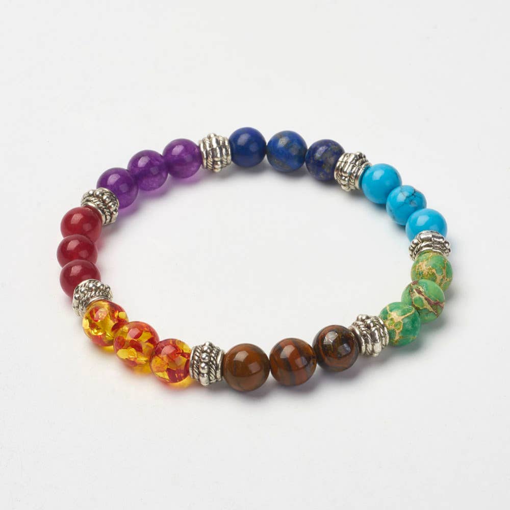 Chakra Gemstone Silver Finding Bracelets with Free Display
