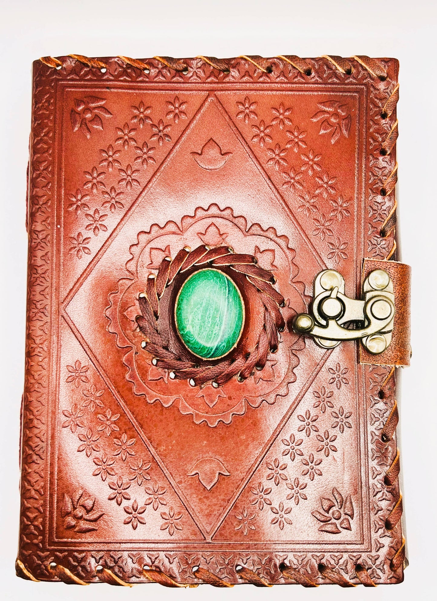 Leather Journal with Malachite