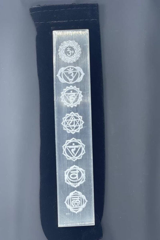 Chakra Symbol Selenite Wand