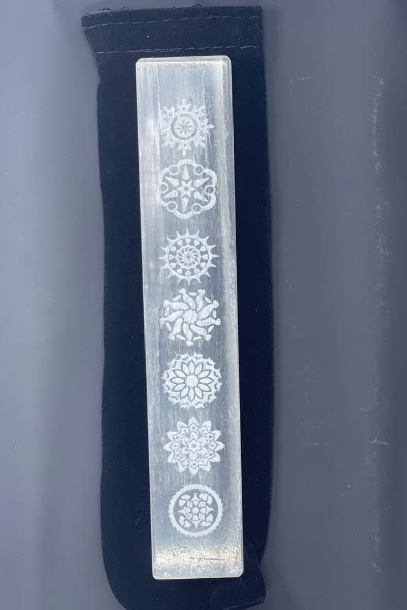 Mandala Selenite Wand