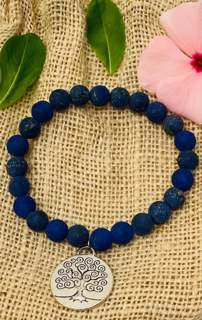 Tree of Life Natural Gemstone Stretch Bracelet (Matte)