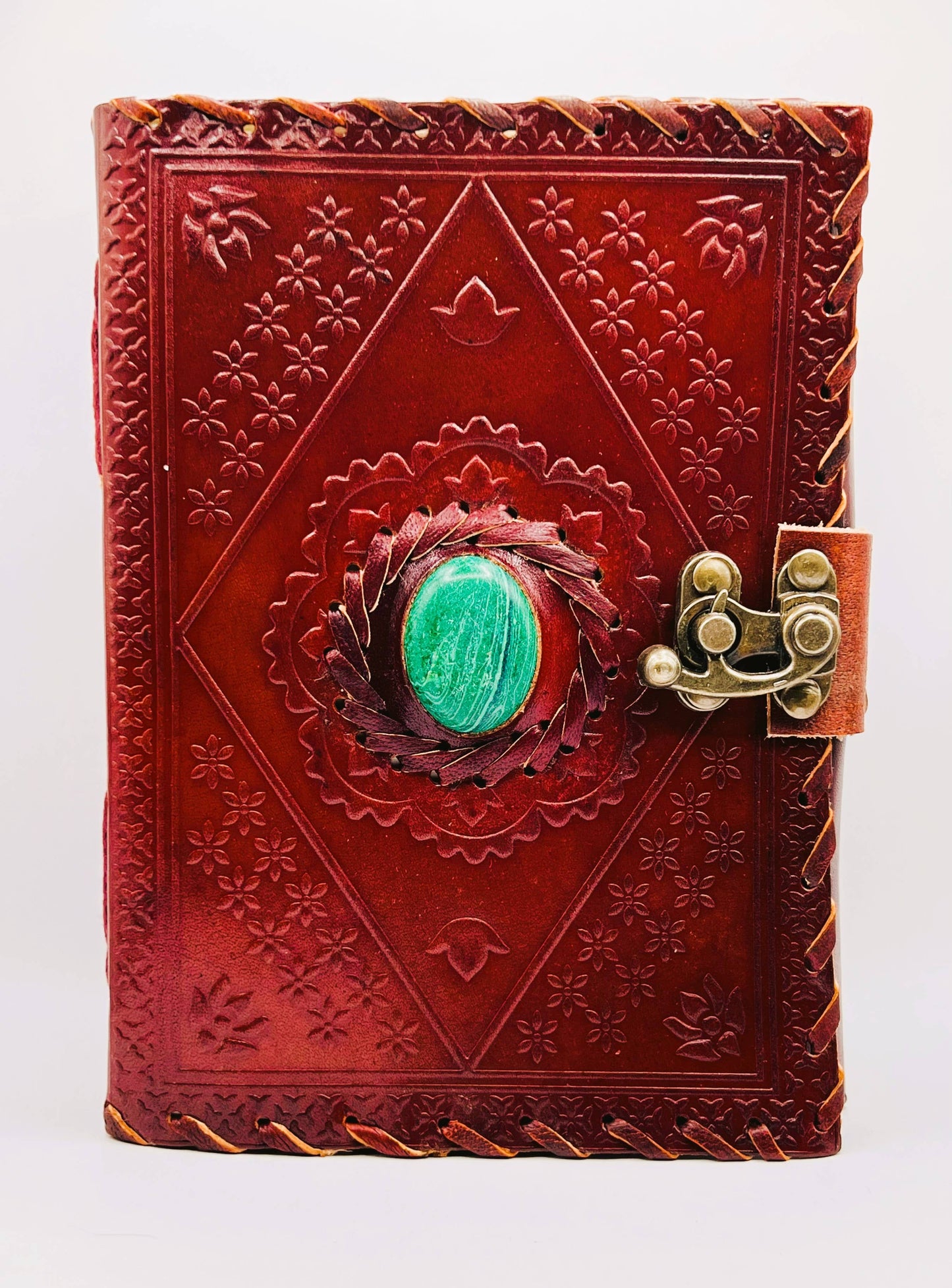 Leather Journal with Malachite