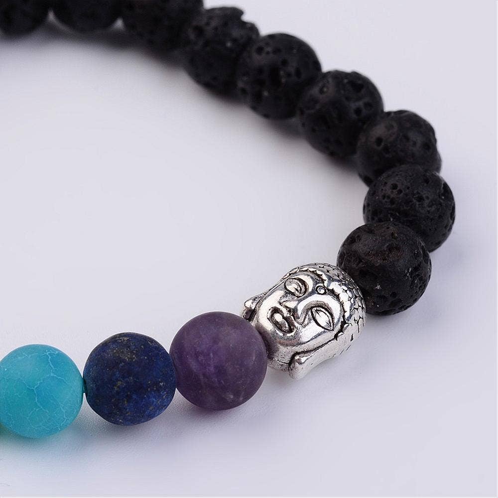 Buddha Lava Frosted Gemstone Bracelet