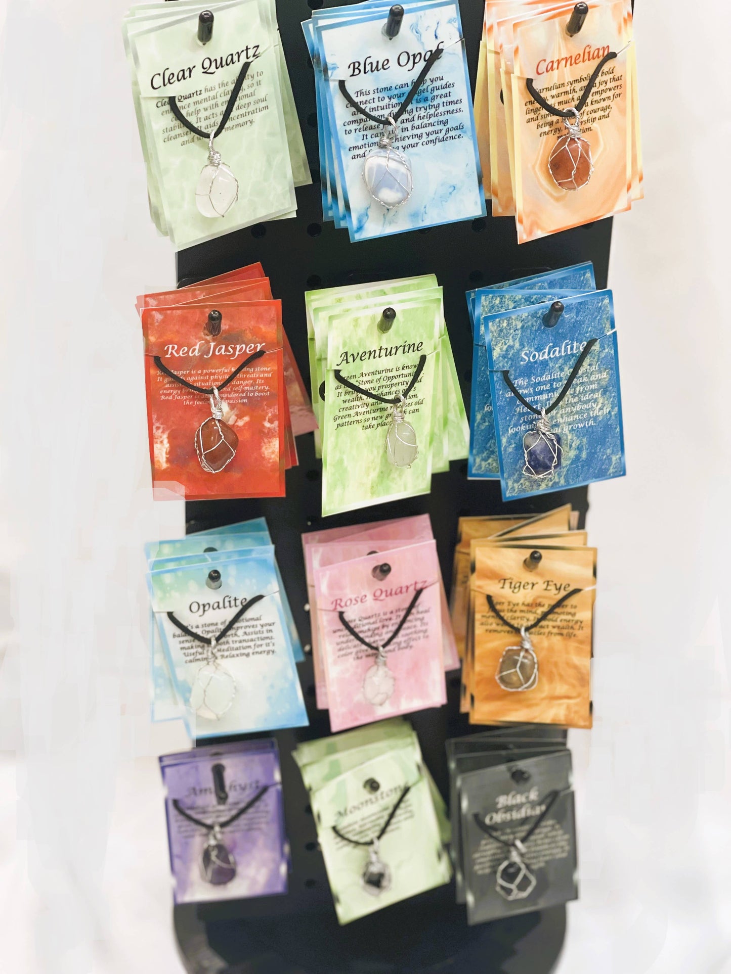 Natural Gemstone Wire Wrapped Necklace with Free Display