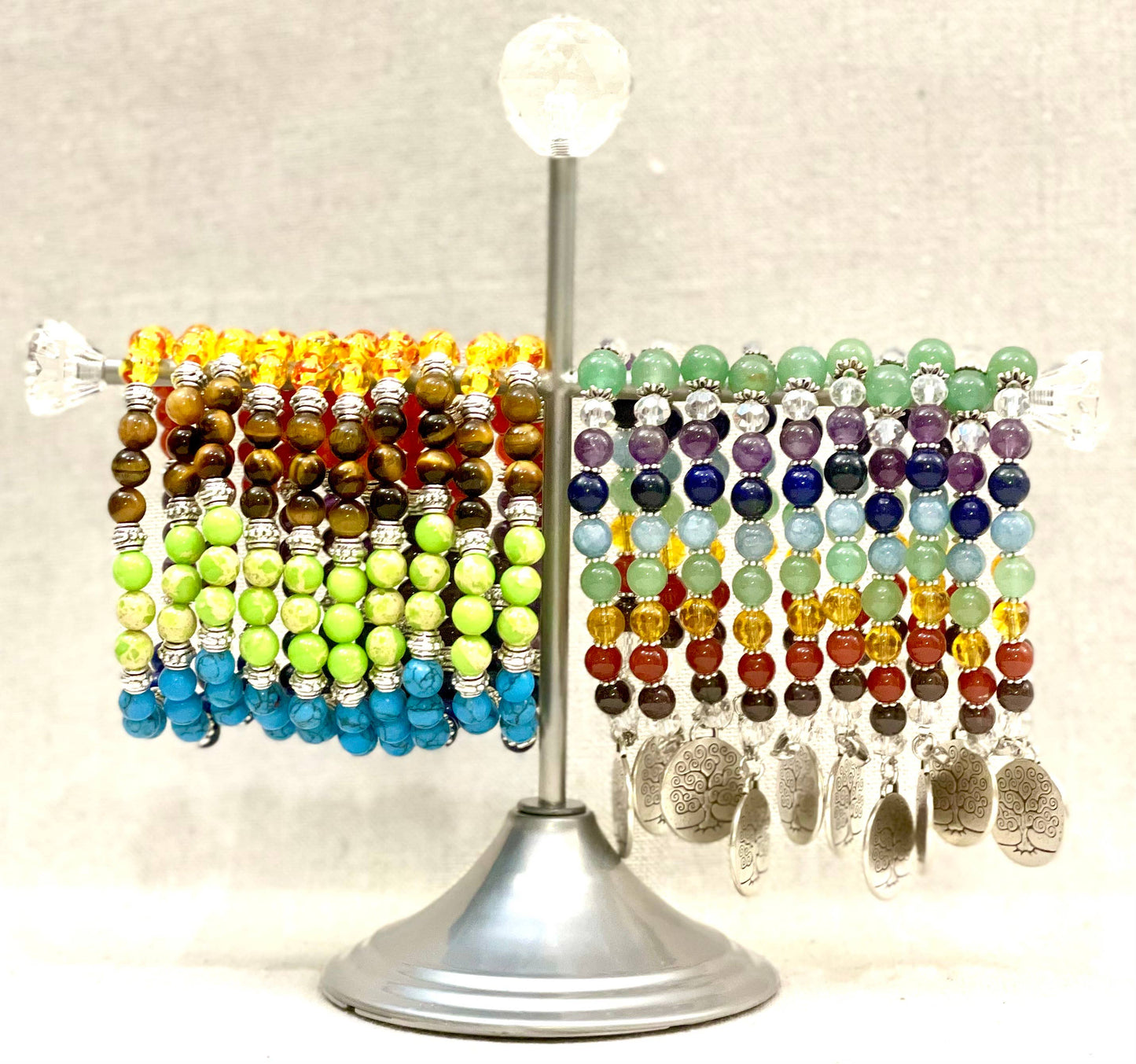 Chakra Gemstone Silver Finding Bracelets with Free Display