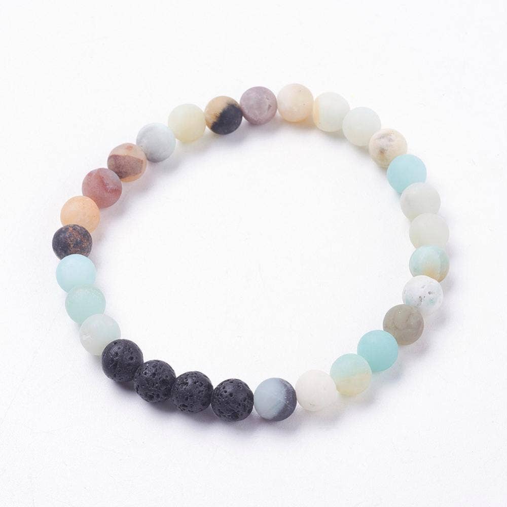 Frosted Natural Gemstone Thin Lava Bracelets