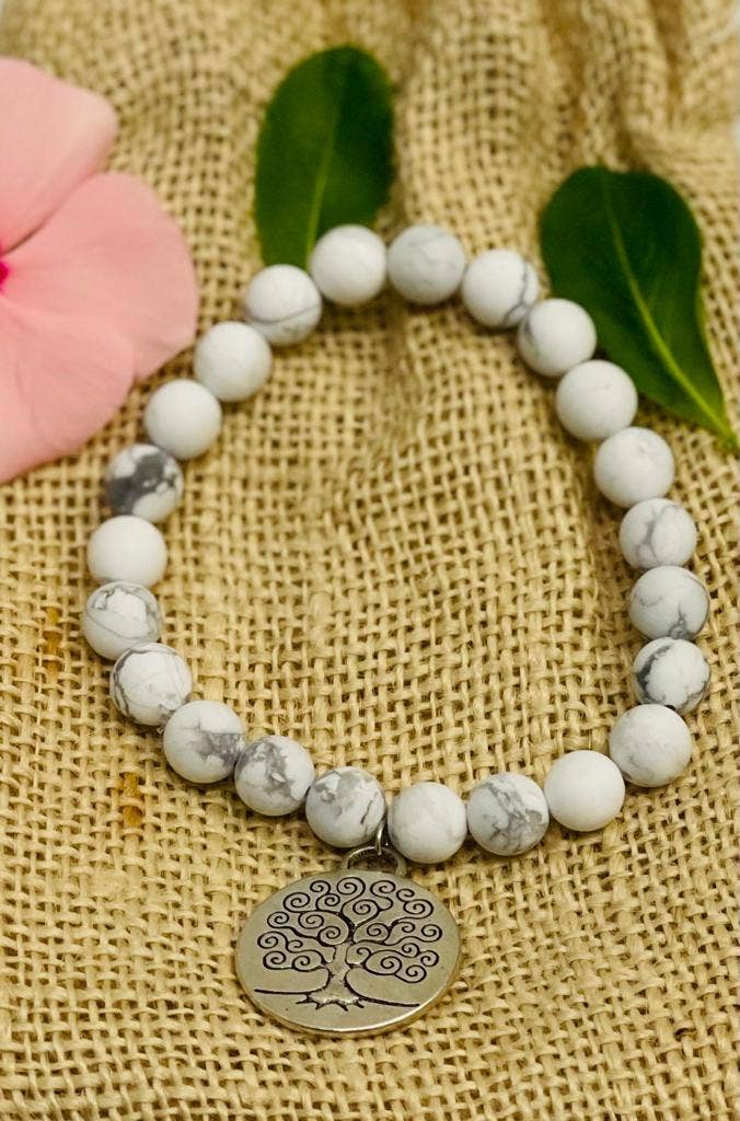 Tree of Life Natural Gemstone Stretch Bracelet (Matte)
