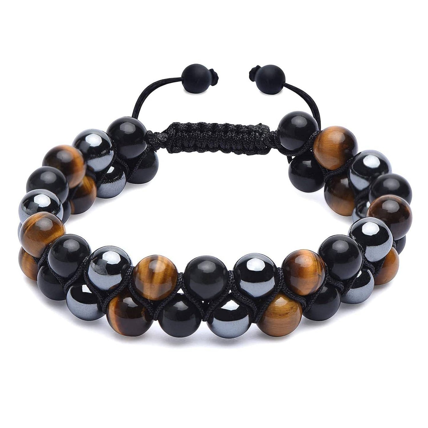 Tigers Eye Hematite Black Obsidian Drawstring Bracelet