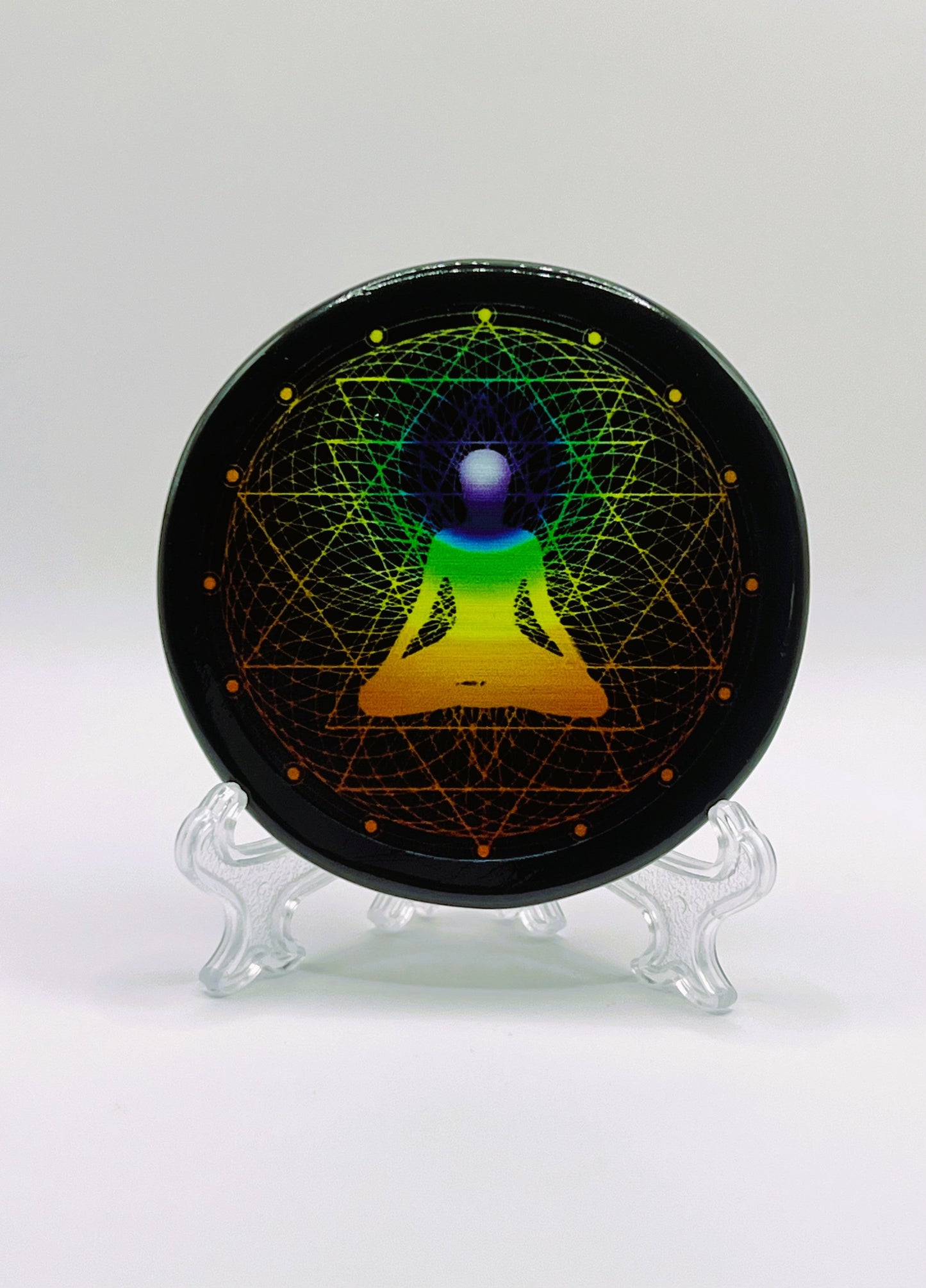 Chakra Buddha - Black Agate Coaster