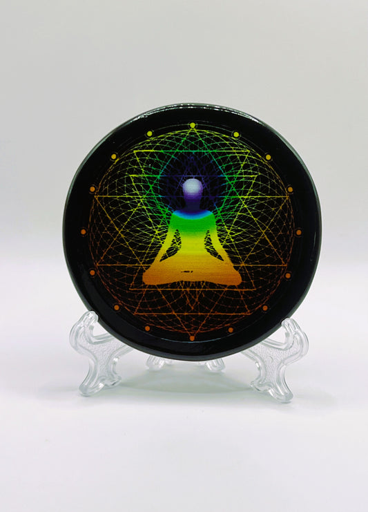 Chakra Buddha - Black Agate Coaster
