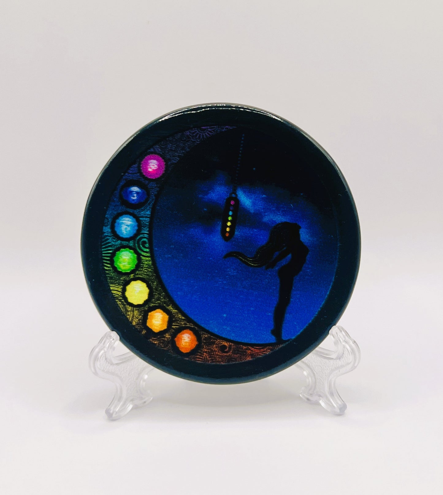 Chakra Moon Lady - Black Agate Coaster