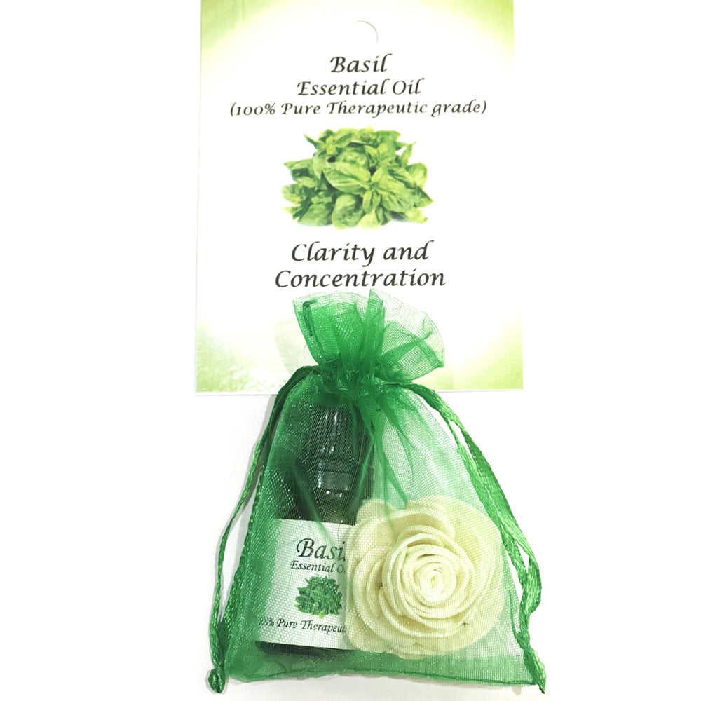 Basil Essential Oil with Beautiful Diffuser Flower 5ML