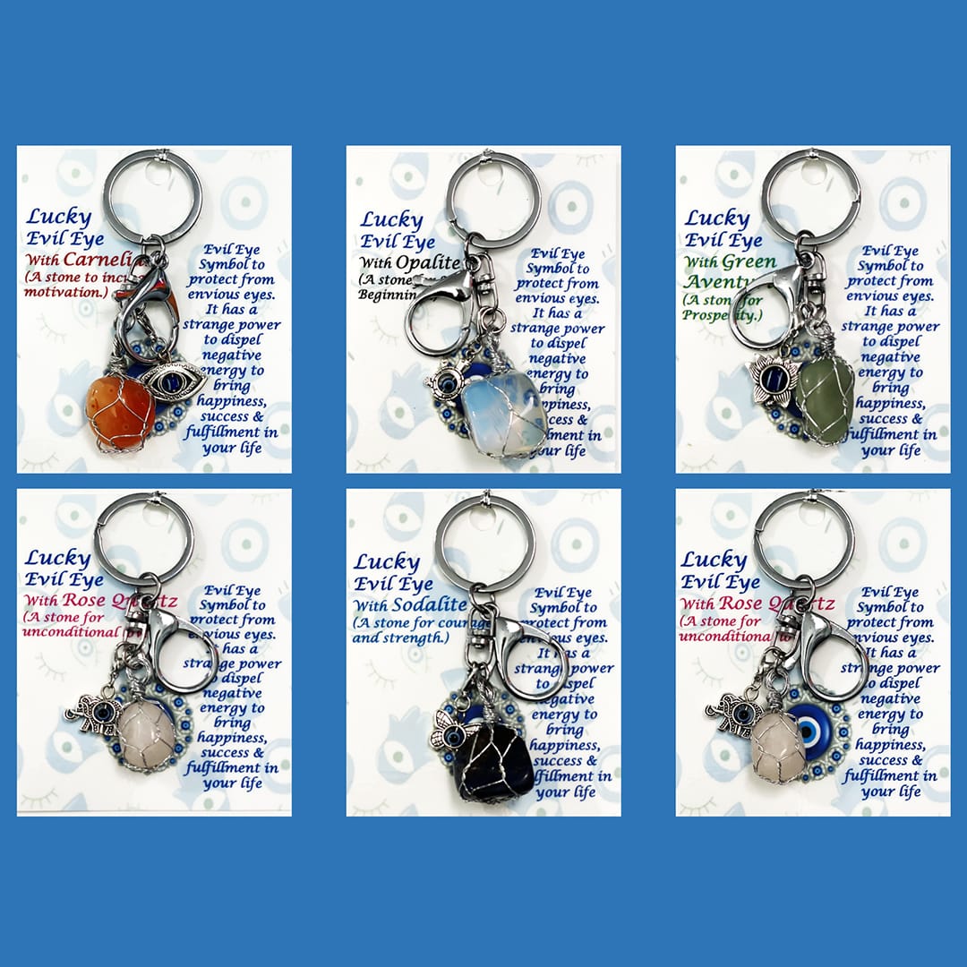 Gemstone Evil Eye Keychain