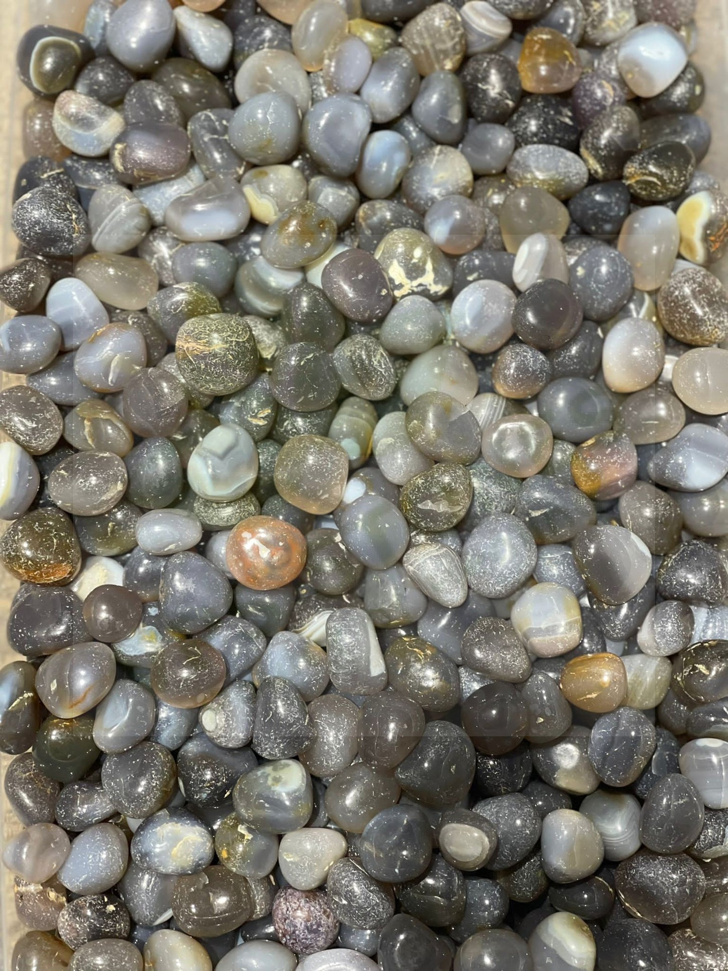 Natural Gray Agate Tumbled Stone - 1Lb