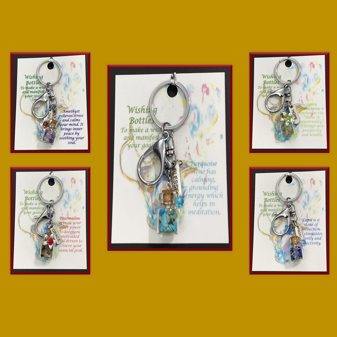 Wishing Gemstone Bottle Keychains