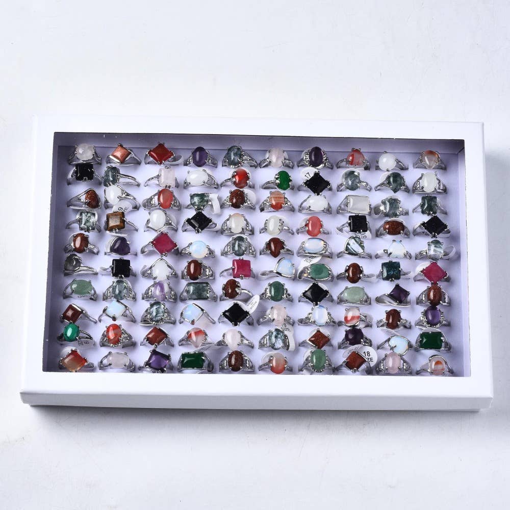Gemstone Rings 100 Pcs