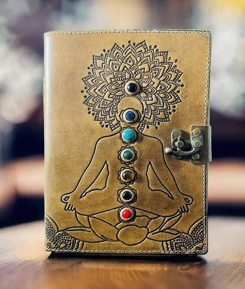 Leather Journal Yoga Chakra Gemstone