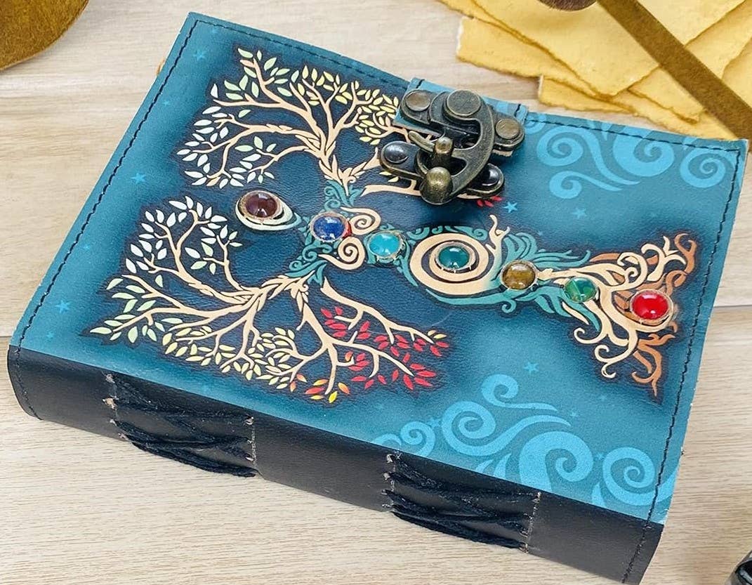 Vintage Leather Journal Mother of Earth Gemstone TOL