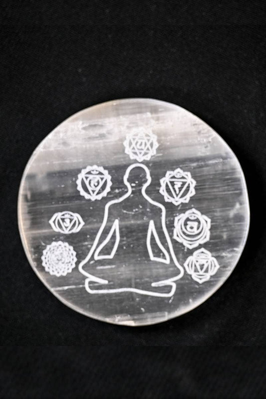 Chakra Buddha - Selenite Coaster/Charging Plate