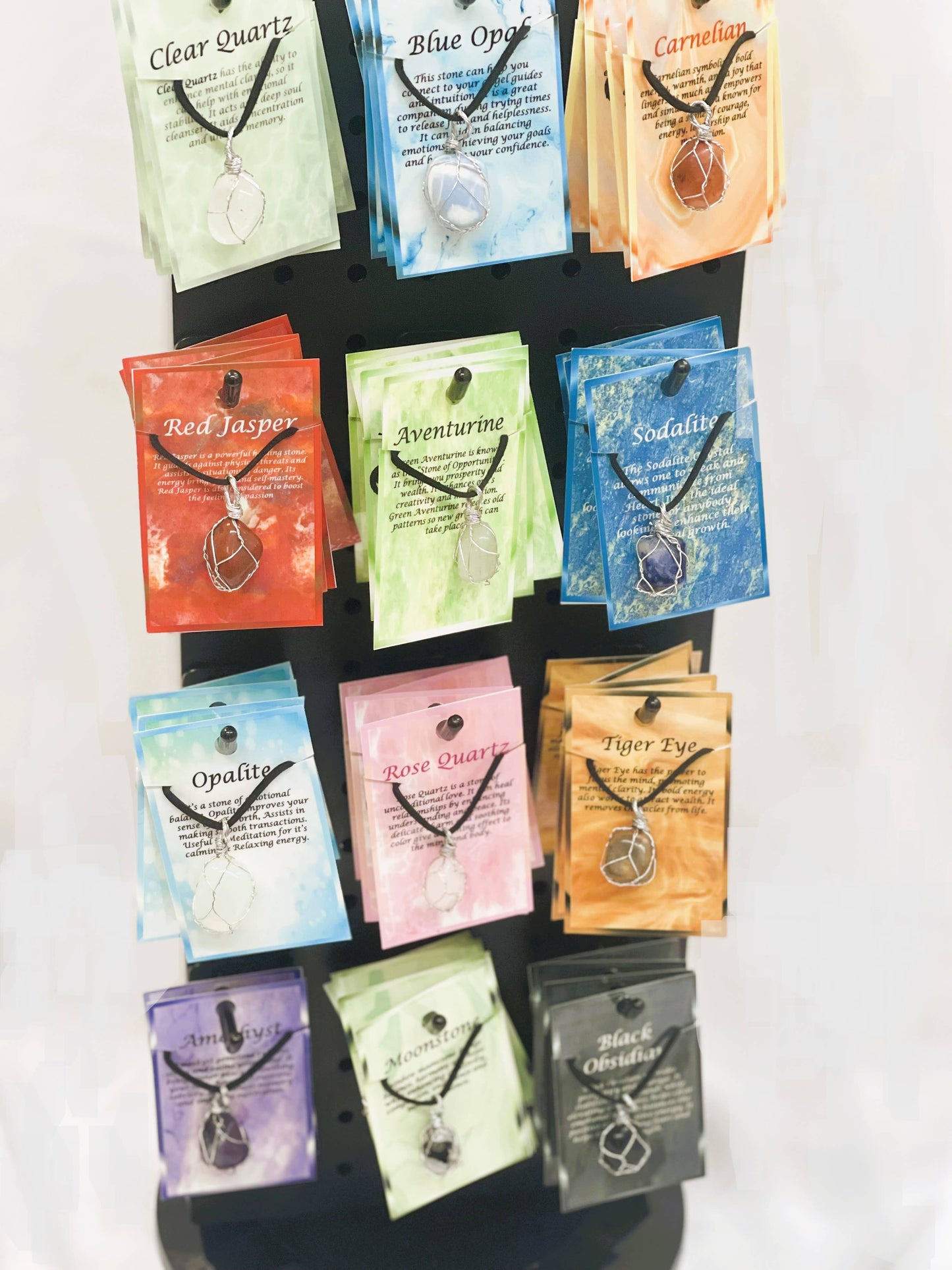 Natural Gemstone Wire Wrapped Necklace with Free Display