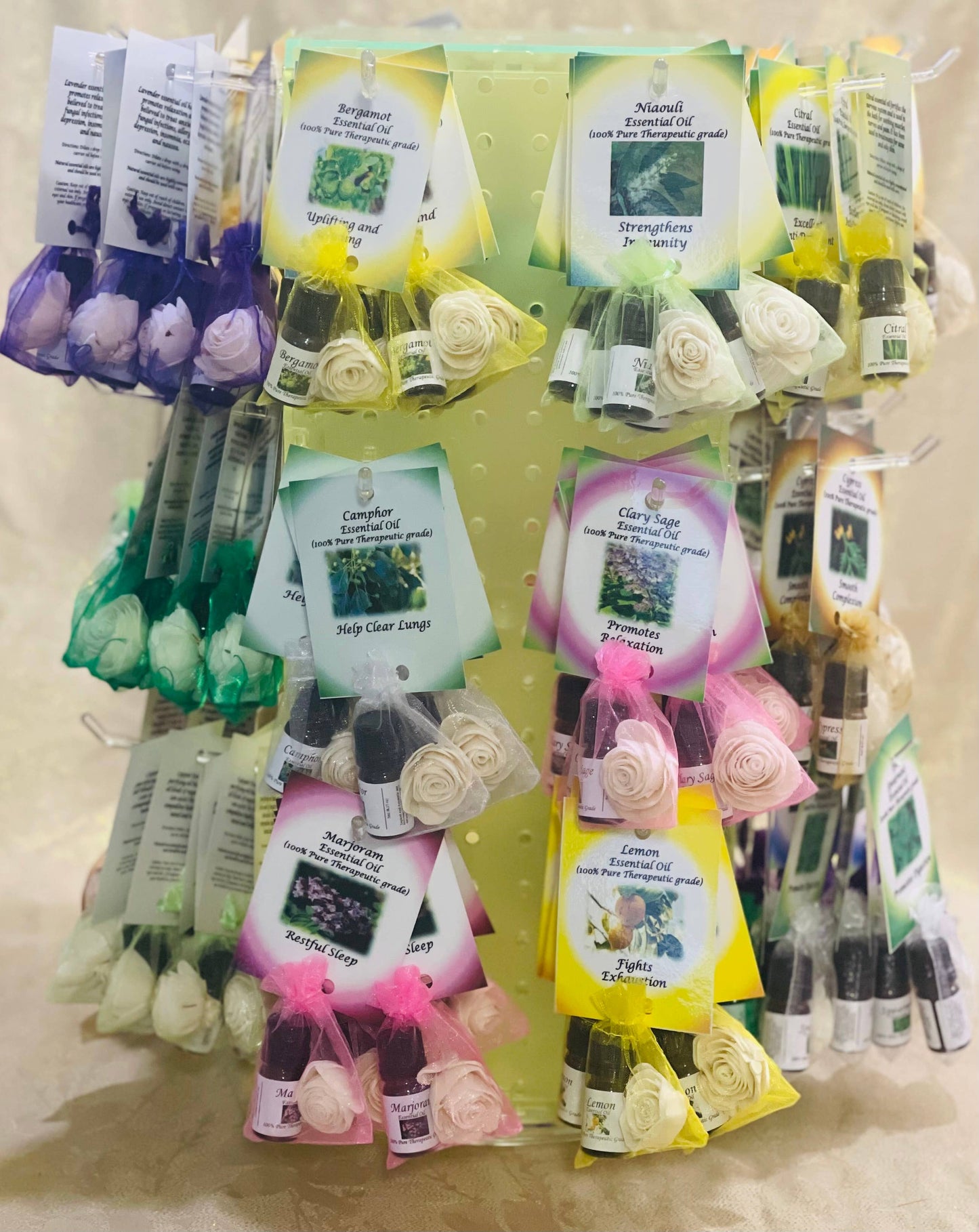 Essential Oil Case of 48 Bags with Beautiful Diffuser Flower