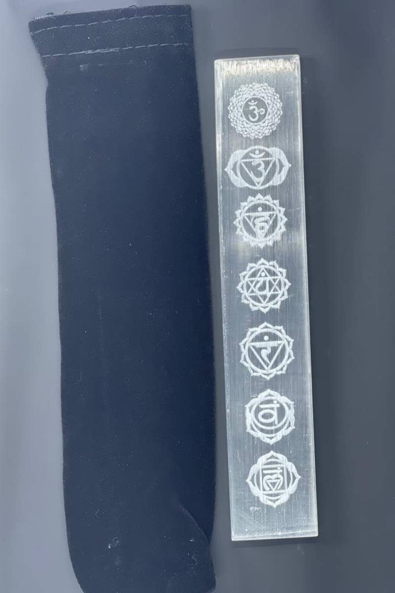 Chakra Symbol Selenite Wand