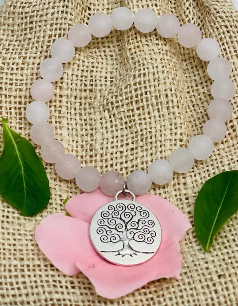 Tree of Life Natural Gemstone Stretch Bracelet (Matte)