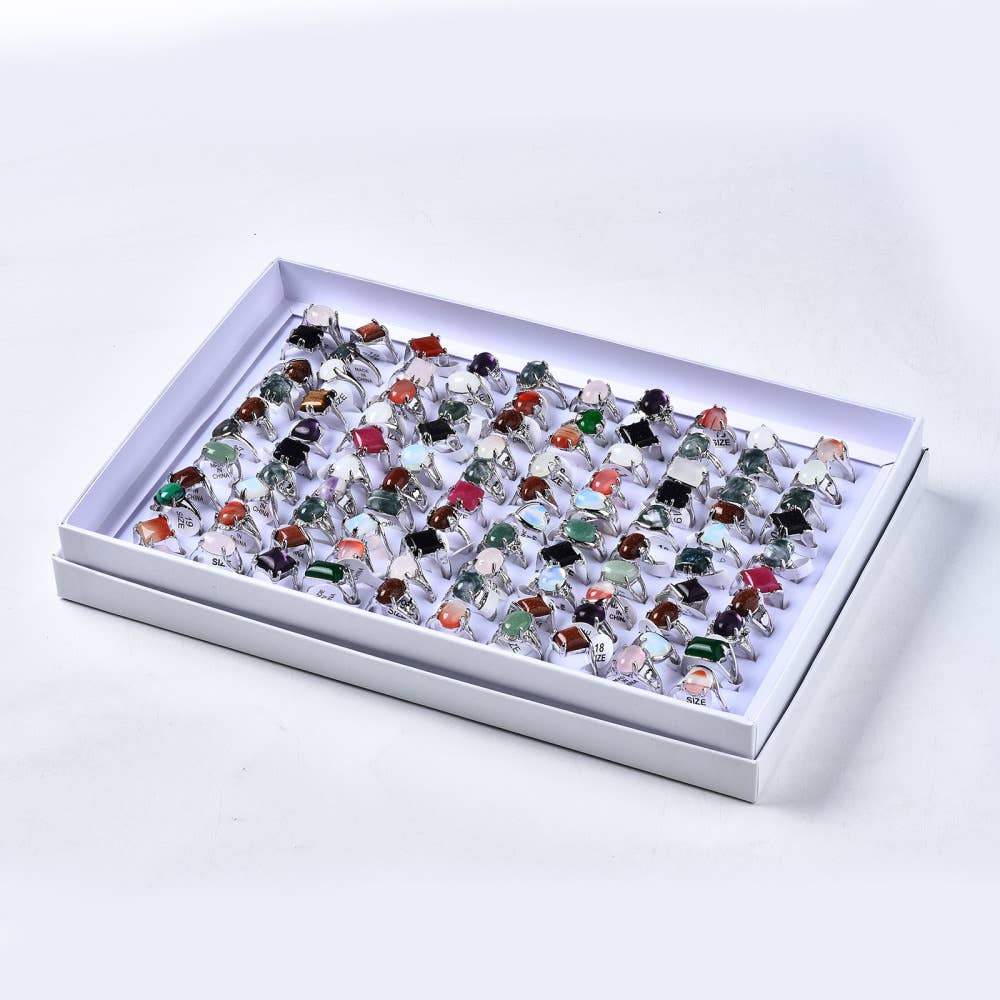 Gemstone Rings 100 Pcs