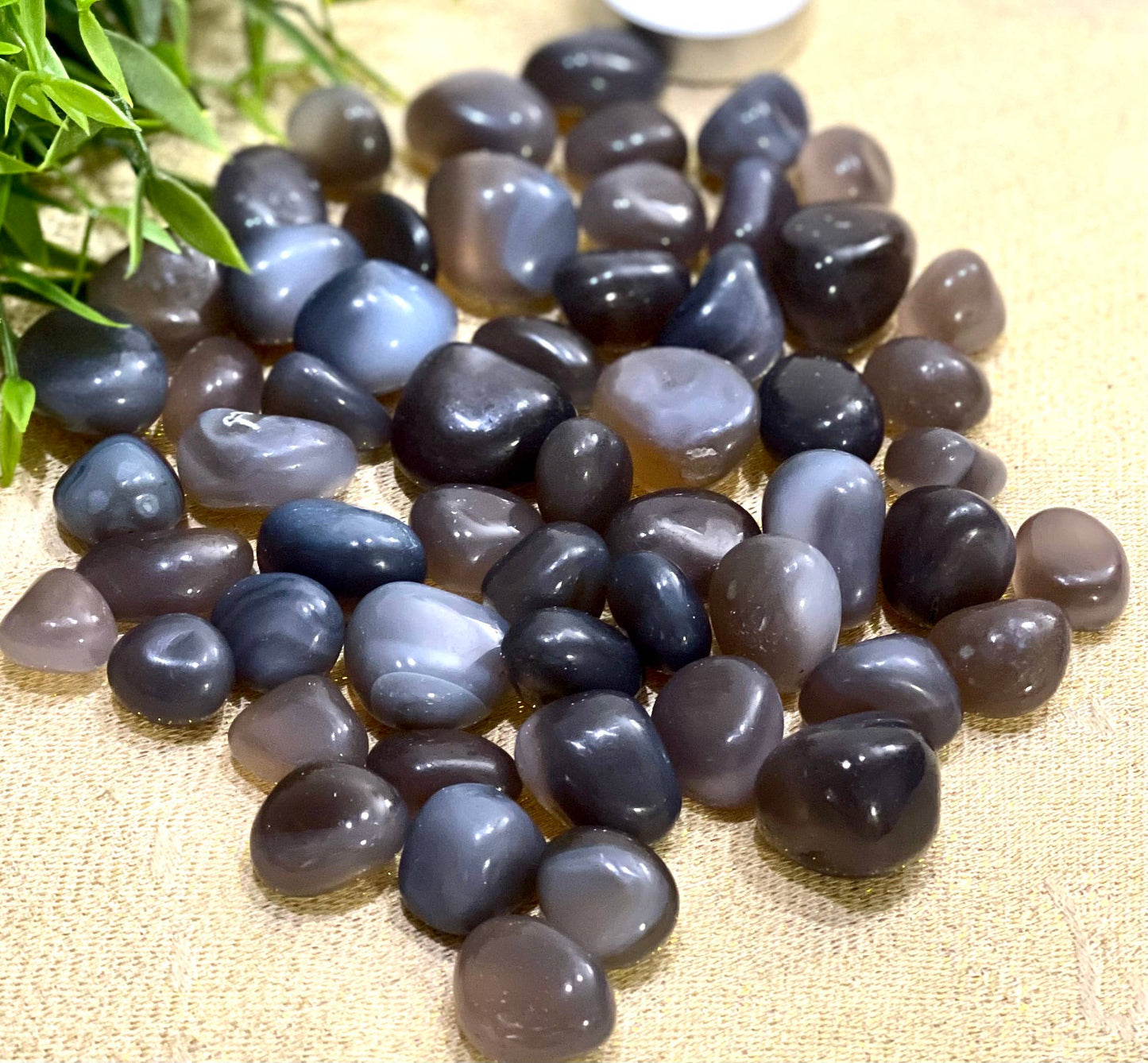 Natural Gray Agate Tumbled Stone - 1Lb