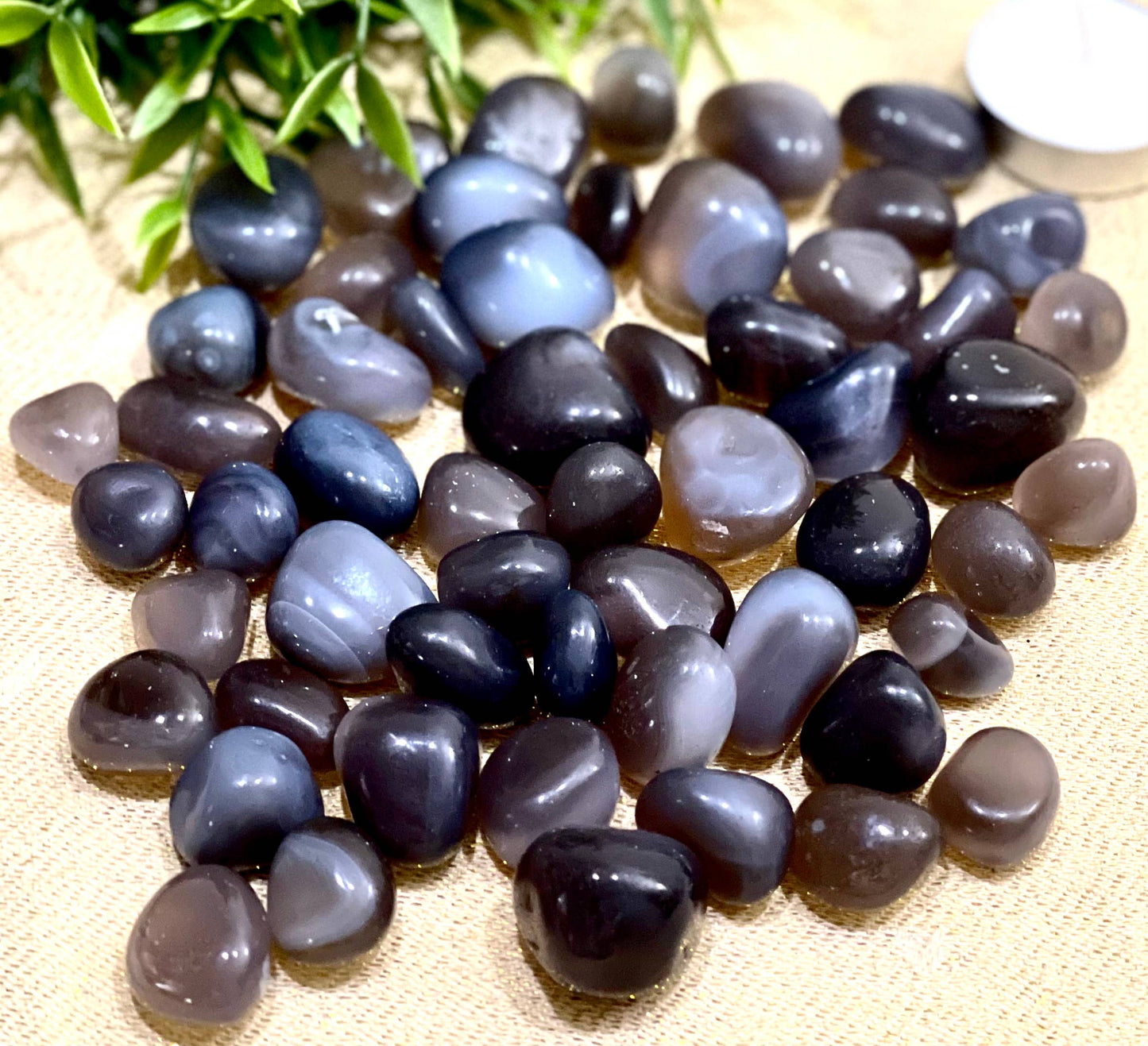 Natural Gray Agate Tumbled Stone - 1Lb