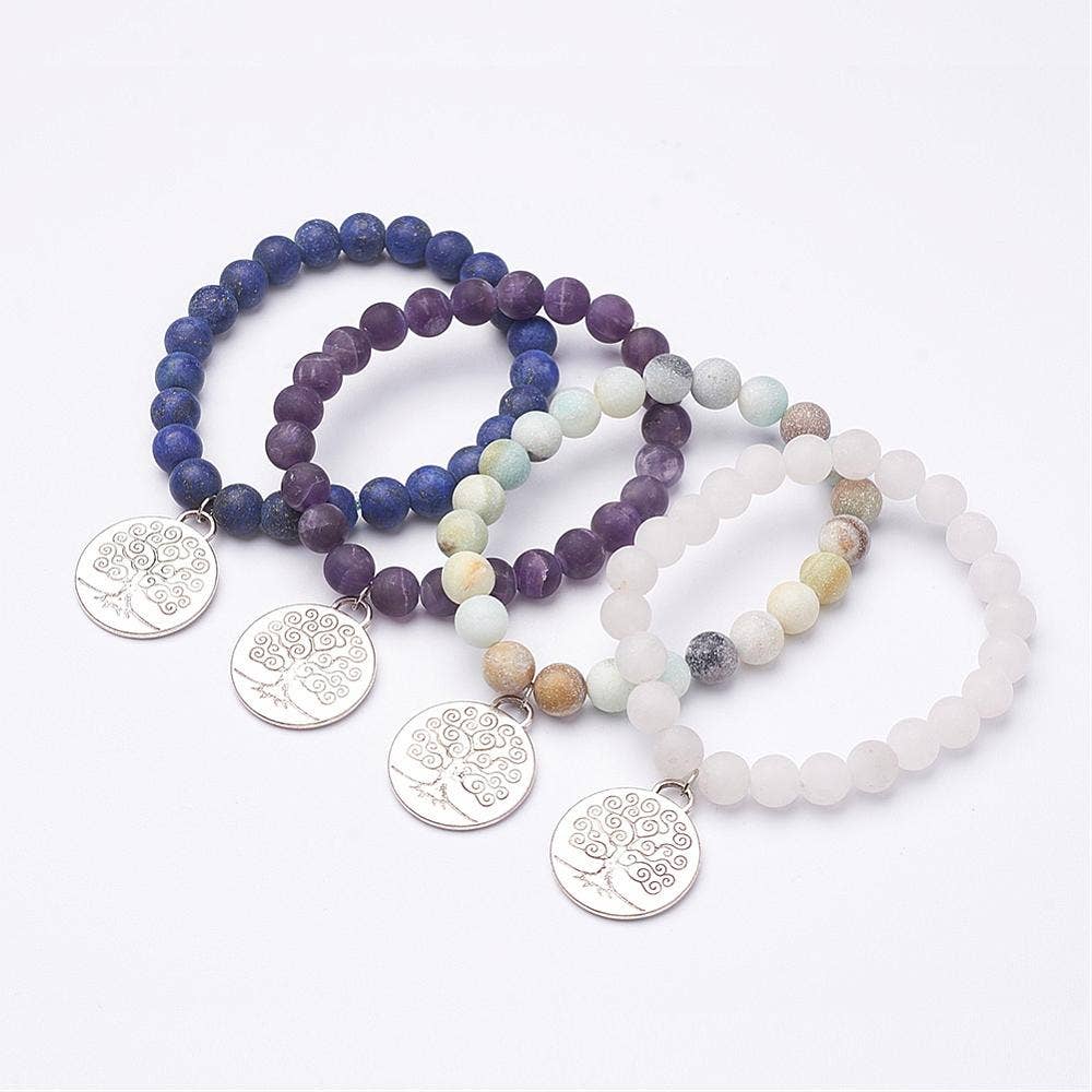 Frosted Gemstone Bracelet with Charm & Free Display